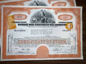 lot 9 image: Sunray Mid-Continental Oil Company Common Stock