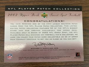 lot 15 image: 2002 Brad Johnson Upper Deck Sweet Spot Football, NFL Player Patch
