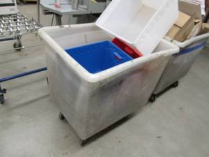 lot 110 image: 2 Rolling Mail Carts With Bins & Bo...