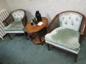 lot 175 image: (2) Vintage Chairs, Table & Supplie...