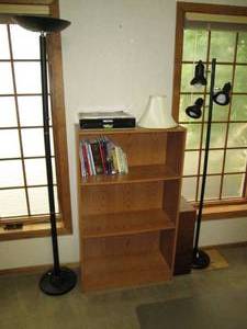 lot 184 image: (2) Floor Lamps, Bookshelf & Books...