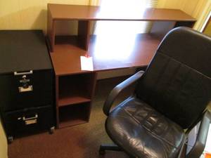 lot 192 image: Desk, File Cabinet & Chair...