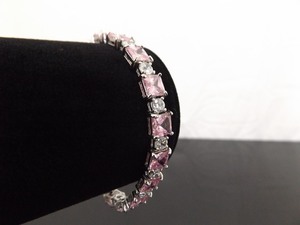 lot 36 image: .925 Sterling Silver Pink Sapphire Crystal Bracelet