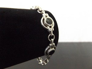 lot 40 image: .925 Sterling Silver Heavy Inlayed Onyx Bracelet
