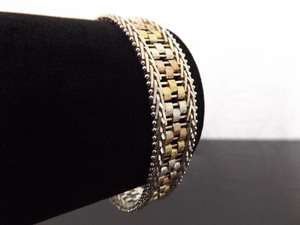 lot 44 image: .925 Sterling Silver 13mm Duotone Weave Bracelet