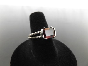 lot 60 image: .925 Sterling Silver Emerald Cut Garnet Ring Size 7