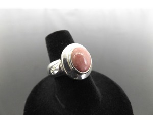 lot 64 image: .925 Sterling Silver Pink Opalite Cabochon Ring Size 7