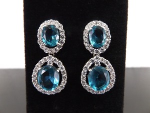 lot 76 image: .925 Sterling Silver Faceted Topaz Crystal Post Earrings