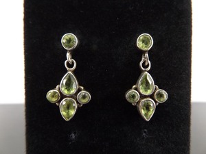 lot 79 image: .925 Sterling Silver Faceted Peridot Dangle Post Earrings