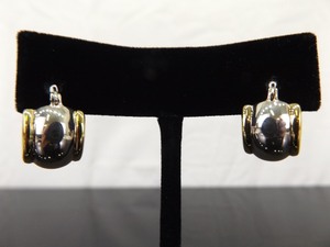 lot 93 image: .925 Sterling Silver Accented Vermeil Small Hoop Latch Earrings
