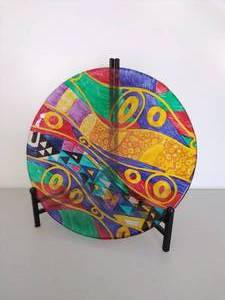 lot 36 image: Decorative Round Glass Plate with Stand