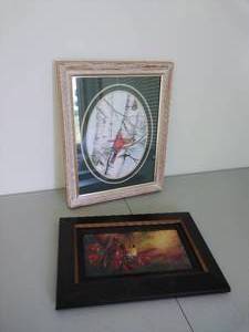 lot 52 image: Two Pieces of Framed Cardinal Art