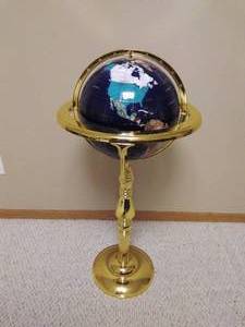 lot 100 image: Gemstone Globe with Brass Stand