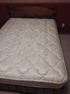 lot 104 image: Queen Heaboard, Frame, & Mattress