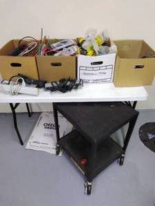 lot 177 image: Lot of misc wires and cart