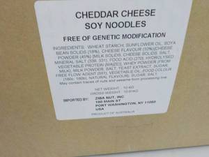 lot 119 image: 23 lb. Box of Cheddar Cheese Soy Ne...
