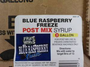 lot 354 image: 3 Gallon Post Mix Blue Raspberry fr...