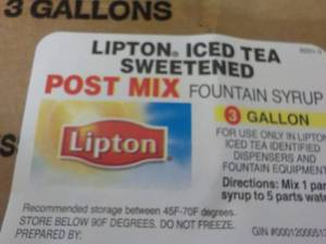 lot 357 image: 3 Gallon Lifton Tea Sweetened Post ...