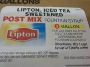 lot 358 image: 3 Gallon Lifton Tea Sweetened Post ...