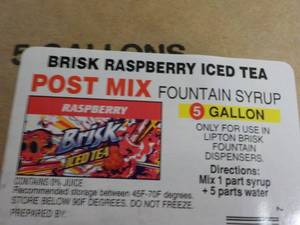 lot 367 image: 5 Gallon Brisk Raspberry Iced Tea P...