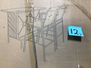 lot 12 image: PATIO PREMIER Metal Outdoor Bar with 2 Chairs