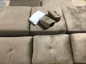lot 20 image: LIFESTYLE SOLUTIONS Harvard Microfiber Sofa with Rolled Arms in Brown USED