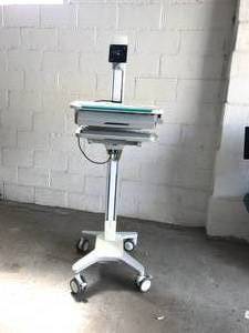 lot 6 image: Retails NEW $2800 Medical Mobile Computer Workstation Ergotron Adjustable Sit Or Stand Computer Laptop Cart COW WMonitor Mount & Extra Drawer - Electronics Not Included