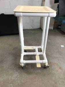 lot 11 image: MSRP $350 Innovative Products Unlimited Mobile Flip Top Linen CartHamper Stand With Foot Pedal - Holds&nbsp39 Gallon Plastic Liners or Mesh Bag - Not Included 