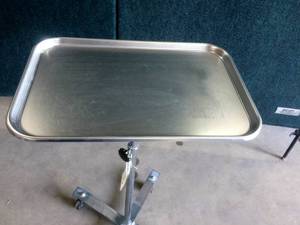 lot 21 image: Polar Stainless Steel Medical Tray Height Adjustable Mobile Mayo Stand Excellent Condition