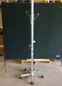 lot 45 image: MSRP $2700 Saf-T-Pole Irrigation Tower Four Channel, 8 Bag Capacity Raise and lower individual channels with squeeze-release lever to work with bags at a comfortable and ergonomically safe level. MANY USES FOR THIS IV POLE