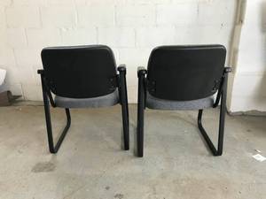 lot 14 image: Pair Grey Black Sled Base Side Guest Chairs - Good Condition No Stains or Tears 