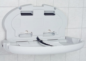 lot 44 image: MSRP $350 Koala Kare Oval Wall Mounted Baby Bear Changing Station Fold Out Table - Excellent Condition