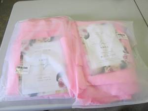 lot 168 image: 2 Pink Table Skirts for 6 ft Tables...