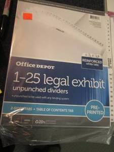 lot 190 image: 4 pks 1-25 Unpunched Dividers Retai...