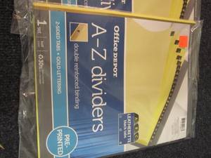 lot 209 image: 6 Sets A-Z Dividers Retail $6.99se...