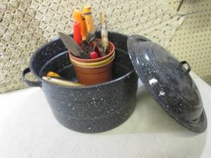 lot 22 image: Large Cooking Pot with Assorted Gar...
