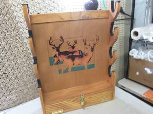 lot 42 image: Wood 4-Gun Rack with Lower Storage ...