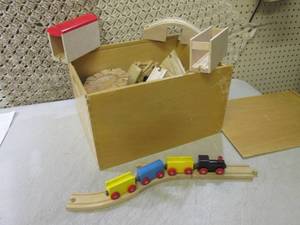 lot 110 image: Vintage Wood Train Set with Large A...