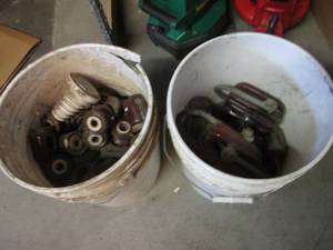 lot 126 image: 2 Buckets of Assorted Vintage Insul...