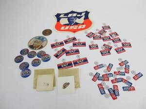 lot 92 image: Large Lot of Original LBJ Political Campaign Buttons Pins etc