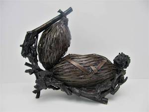 lot 82 image: Unusual Old Vintage Folk Art Woven Splint & Root Sculptural Basket