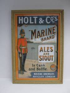 lot 78 image: Large Ornately Framed Vintage Style Marine Brand Beer Advertising Poster