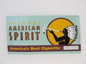 lot 174 image: Embossed Metal AMERICAN SPIRITS Advertising Sign