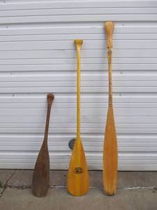 lot 219 image: Group of 3 Wooden Canoe Paddles