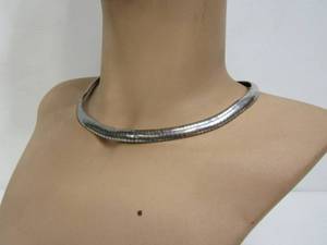 lot 181 image: Thick Heavy Italian Sterling Silver Choker Necklace