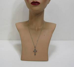 lot 183 image: Sterling Silver & Marcasite Cross Pendant Necklace