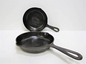lot 62 image: 2 Vintage 6 Cast Iron Skillets - OBrien & BSR