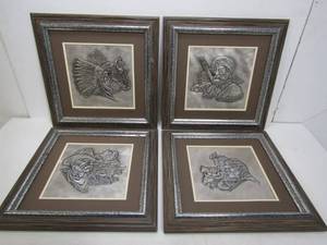 lot 37 image: Lot of 4 Franklin Mint THE WESTERNERS Wall Sculptures by Gordon Phillips