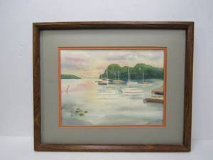 lot 38 image: Framed Signed Vintage WHITE BEAR LAKE Watercolor Painting