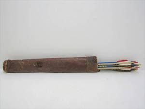 lot 51 image: Group of Arrows wVintage Leather Quiver 